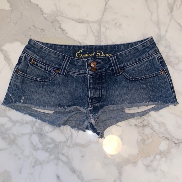 Ezekiel Y2K Denim‎ Shorts size 5 Low rise micro mini - Picture 3 of 13
